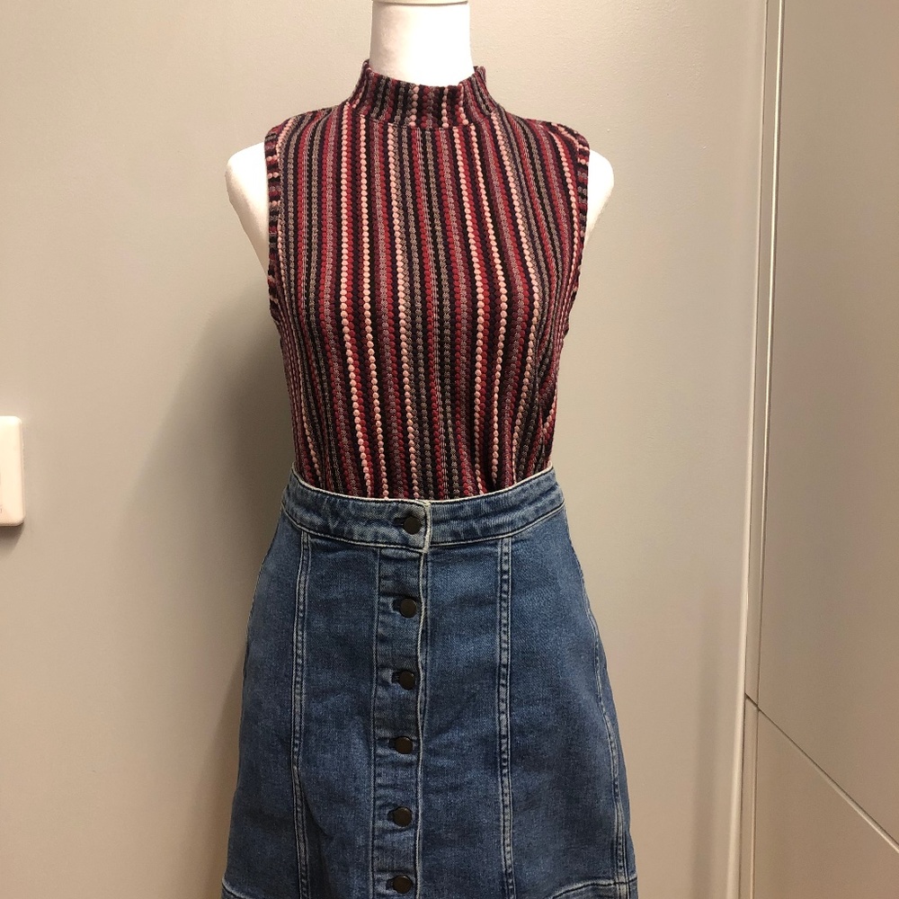 NEW Anthropologie Postage Stamp 9-H15 STCL Striped Sleeveless Top Size S